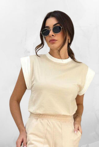 T-Shirt Bicolor Marina Areia