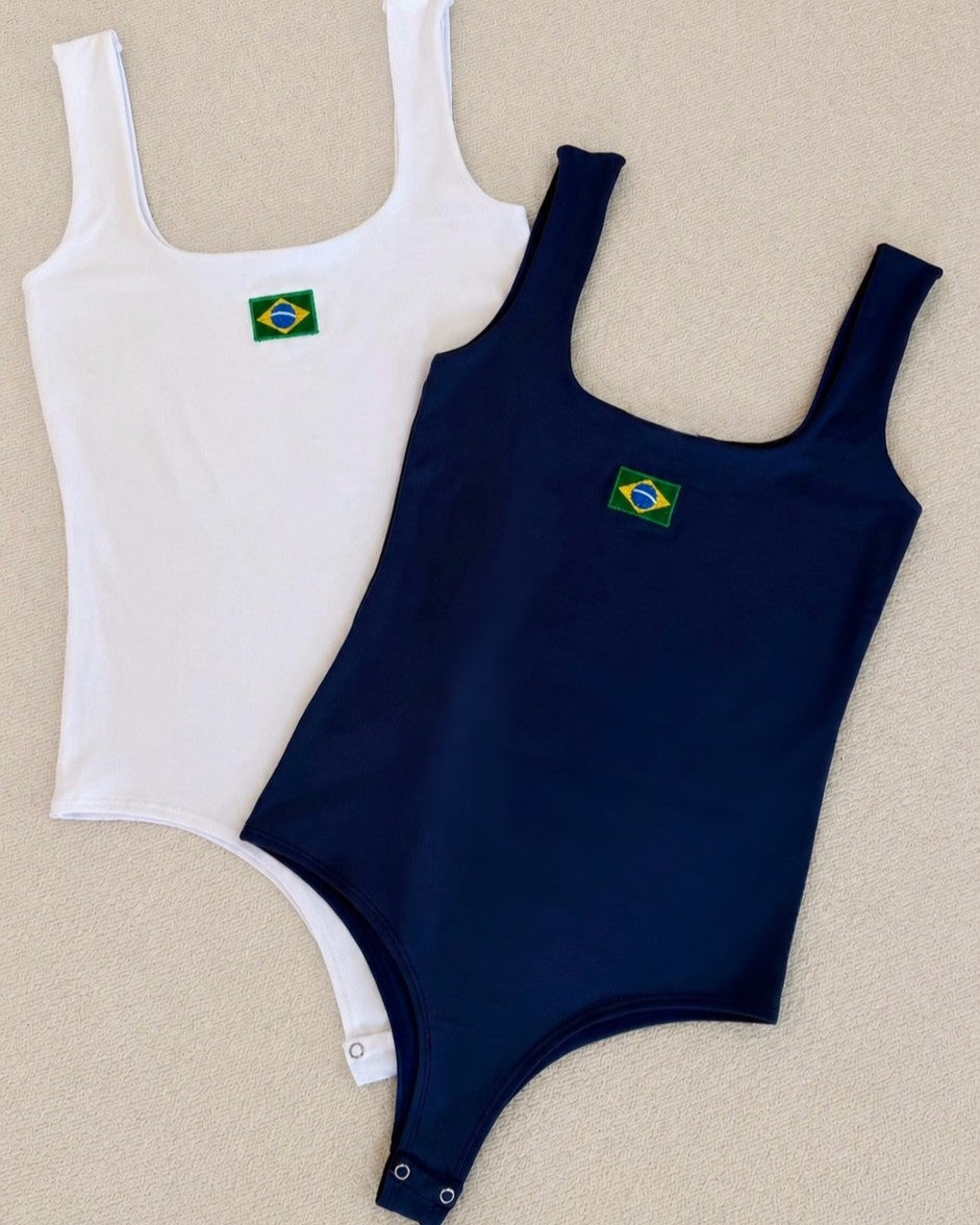 Body Bordado do Brasil - Azul Marinho