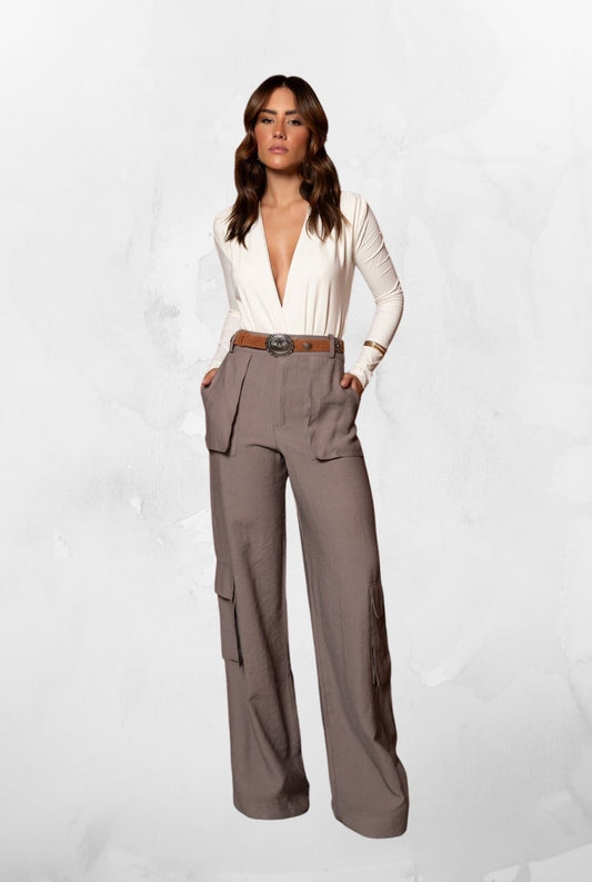 Calça Pantalona Luise Cinza