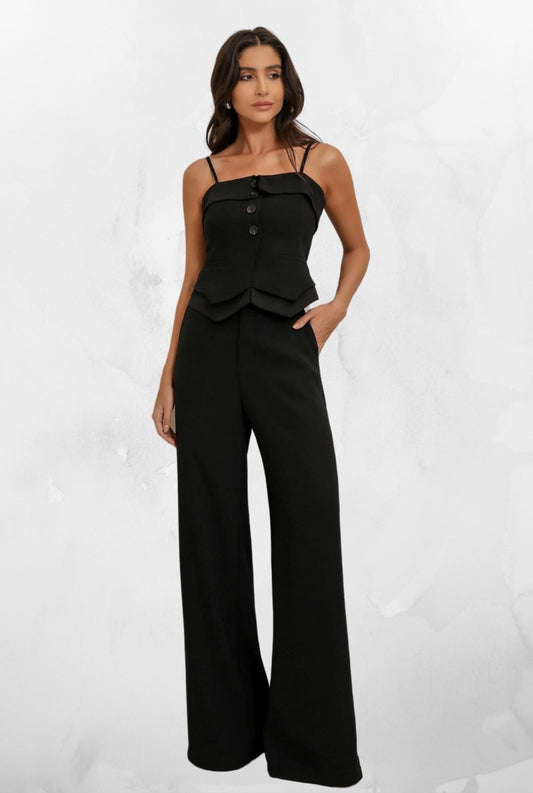 Conjunto Calça com Cropped Sophi Preto