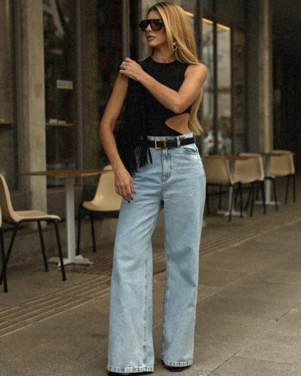 Calça Wide Leg Kiara - Lavagem Clara