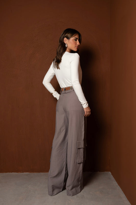 Calça Pantalona Luise Cinza
