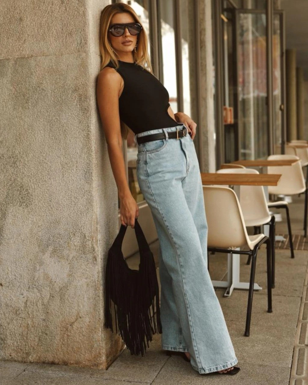 Calça Wide Leg Kiara - Lavagem Clara