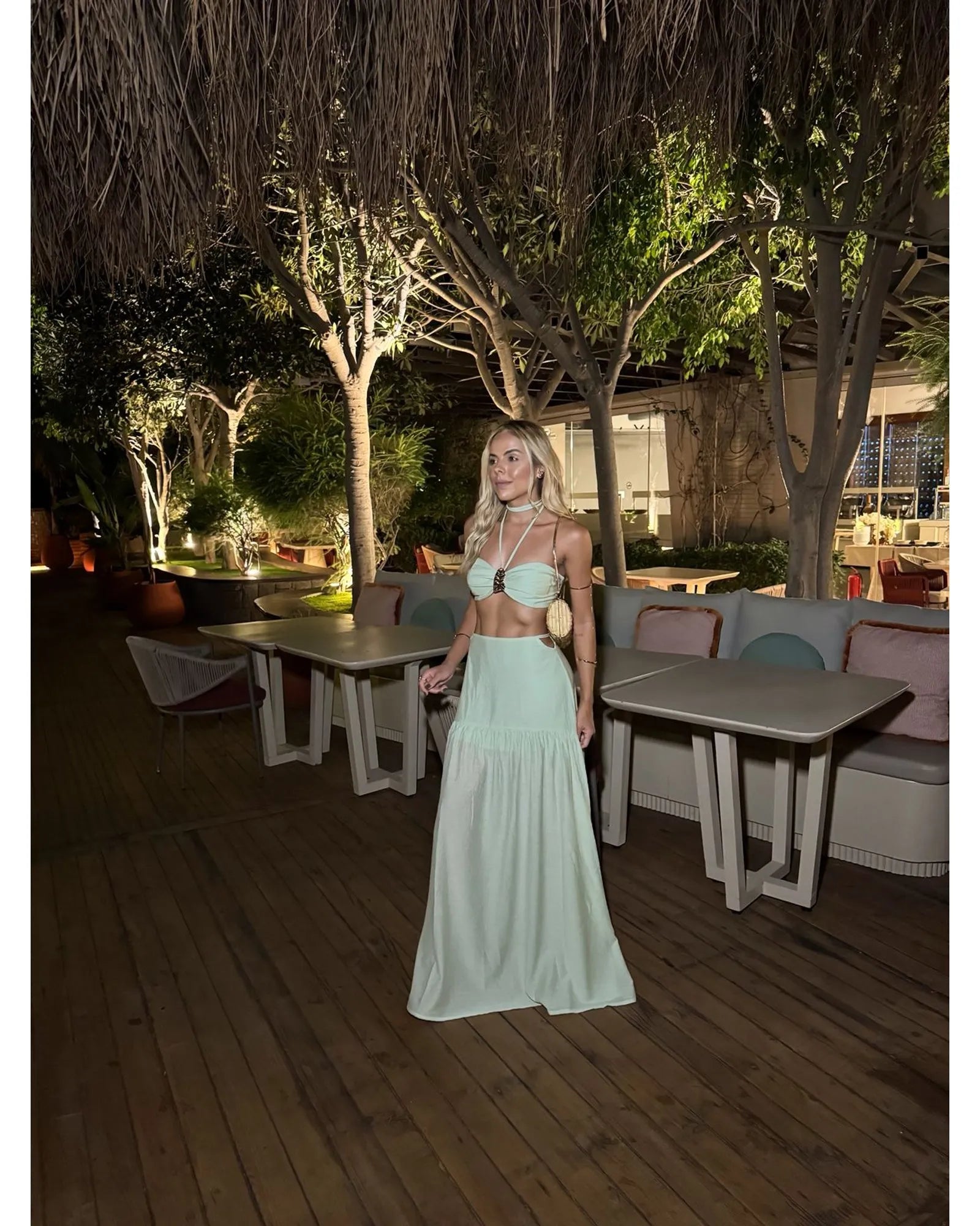 Conjunto Saia Longa e Top Eucalipto Verde Lima