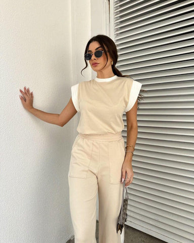 T-Shirt Bicolor Marina Areia