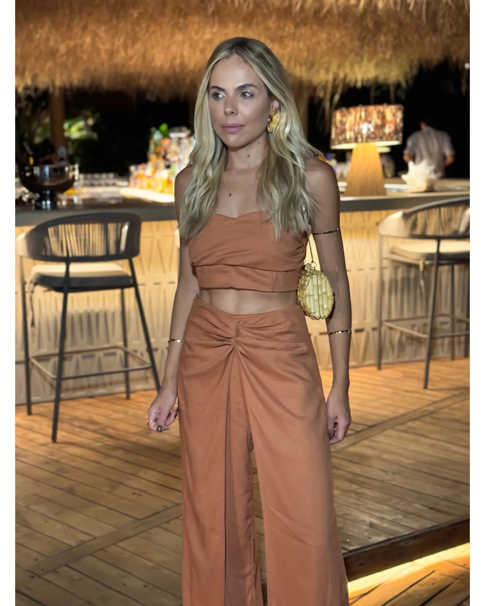 Conjunto Calça e Top Gardenia Marrom