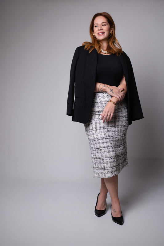 Saia Midi Tweed Soul - Off White
