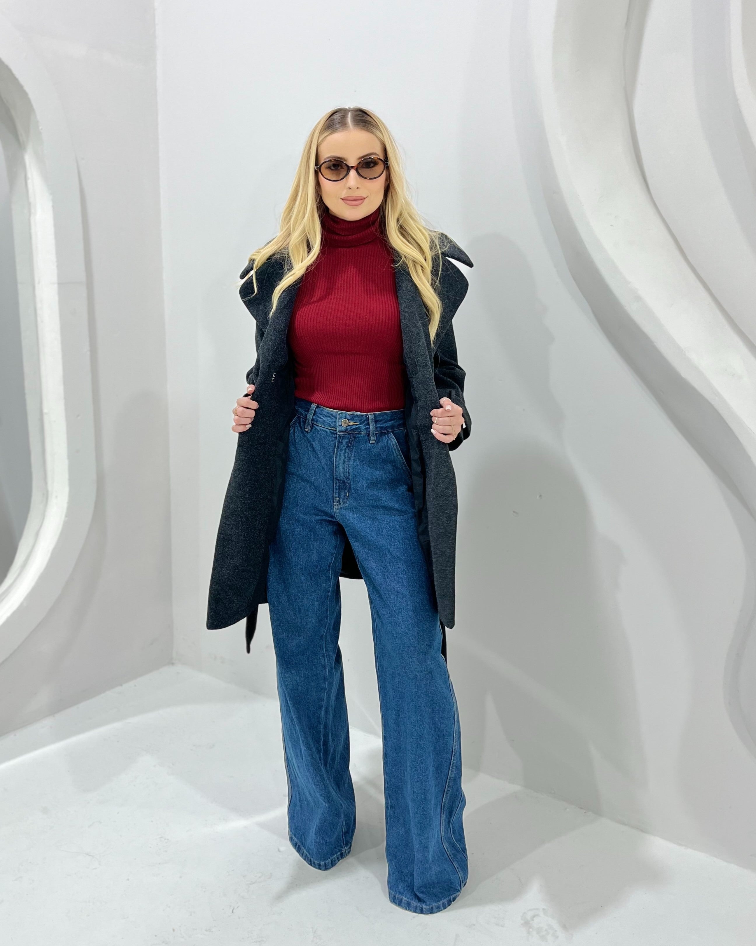 Calça Wide Leg Bolso Faca Stella