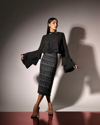 Saia Midi Tweed Soul - Preto