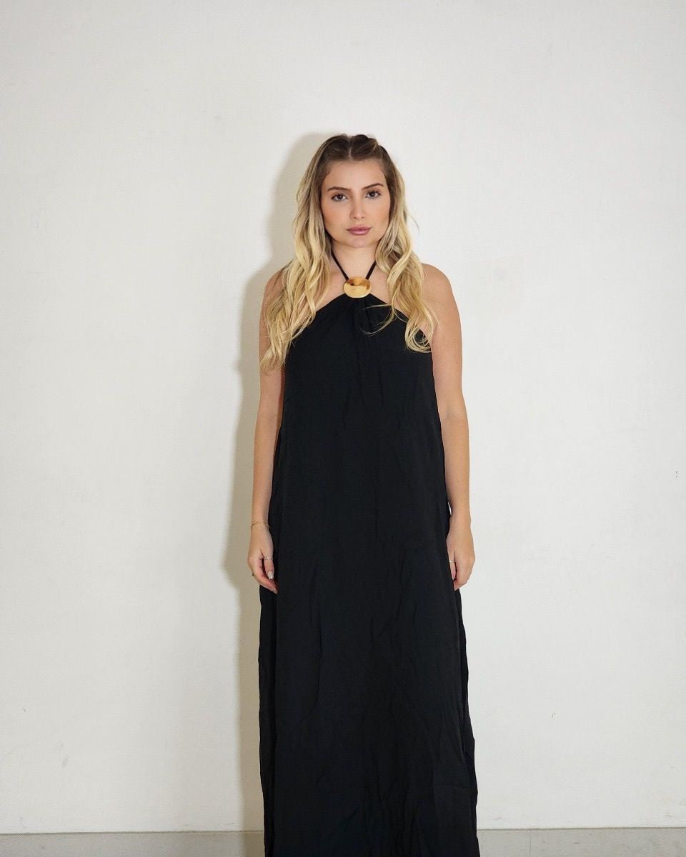 Vestido Longo Rosa Negra - Preto