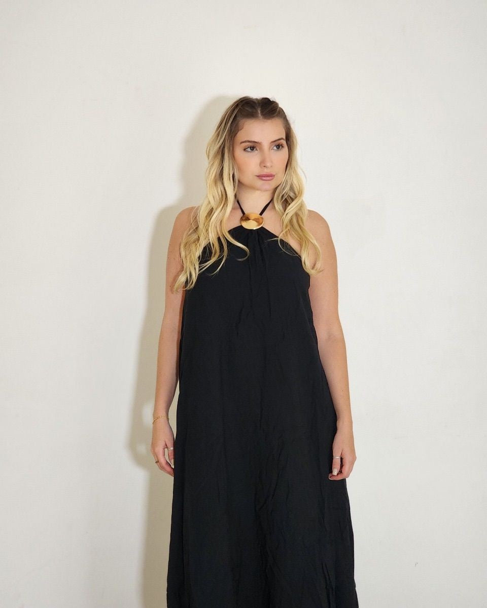 Vestido Longo Rosa Negra - Preto