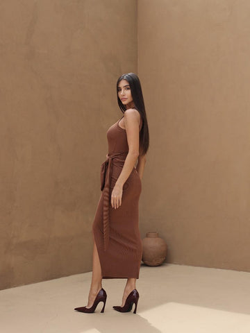 Vestido Body com Saia Jade Caramelo