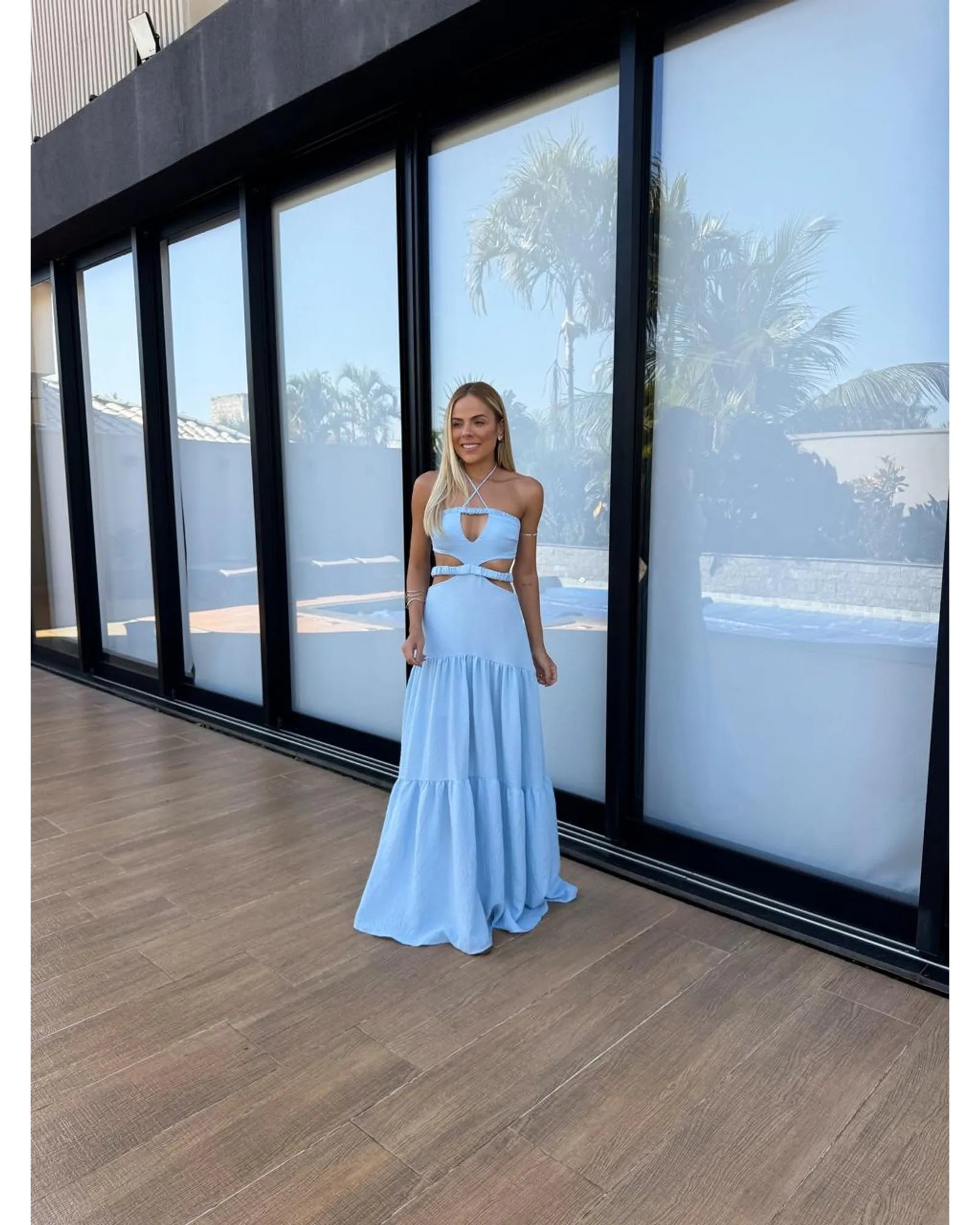 Vestido Longo Hortênsia Azul