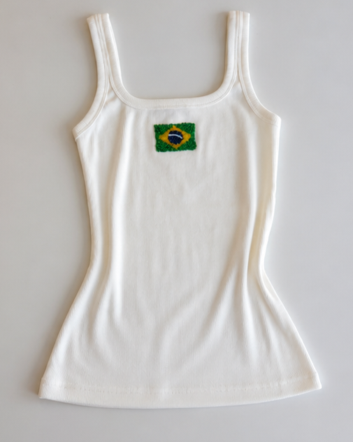 Blusa Regata com Pedrarias do Brasil - Off White