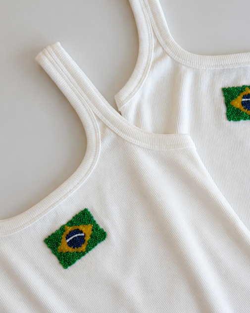 Blusa Regata com Pedrarias do Brasil - Off White